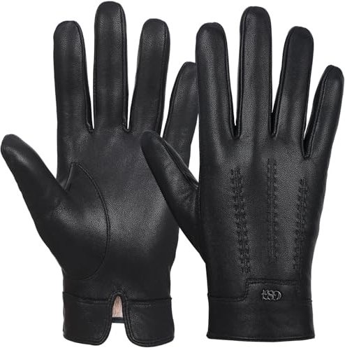 GSG SINCE 1998 Lederhandschuhe Herren aus Lammfell Touchscreen | Warme Handschuhe Herren für den Winter mit Kaschmir-Wollfutter, chromfrei gegerbt, ideal zum Autofahren & Business