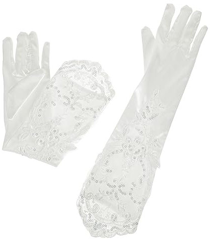 Homoyoyo Lange Elastische Spitzenhandschuhe Für Frauen Hochzeits Festaccessoires Mit Zarten Blumenmustern Bequem Und Atmungsaktiv Geeignet Für Partys Und Besondere Anlässe