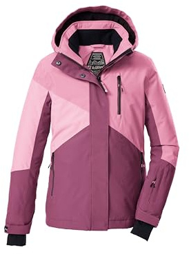 killtec Bambine e ragazze Giacca da sci/giacca funzionale con cappuccio e paraneve KSW 209 GRLS SKI JCKT, dunkel himbeere/hell himbeere/hell rose, 152, 43563-000