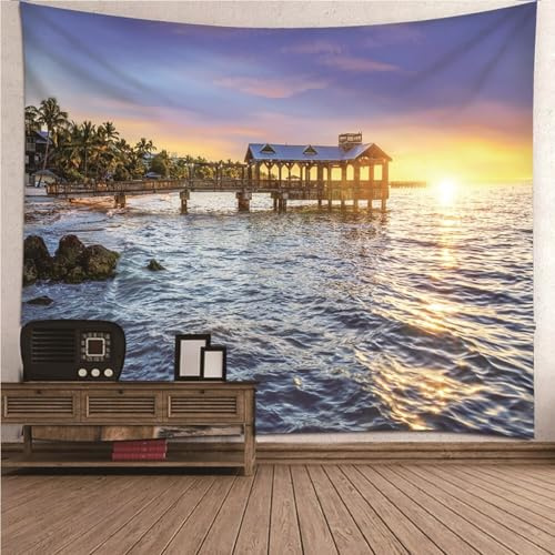 Piccola decorazione da parete viola decorazione da parete tramonto e mare Pavilion giallo S W59.1 x H51.2 (150 x 130 cm) Premium per la casa e il soggiorno