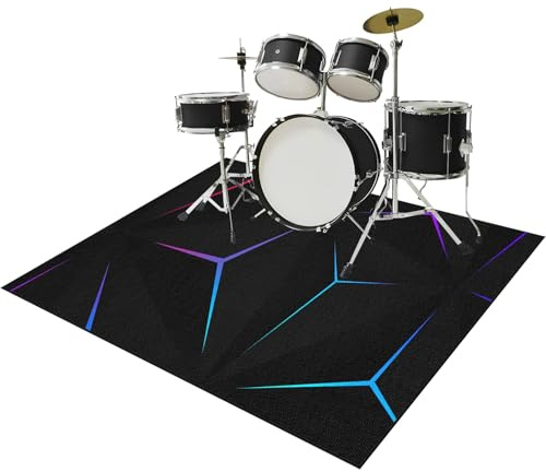 Drum Rug Soundproof Mat Non-Slip Electrical Drum Carpet Floor Protection Sound Absorption Soundproof Blanket Drum Mats for Drum Kits Bass Drum Snare And Other Musical Instrument Mat 100 x 80 cm