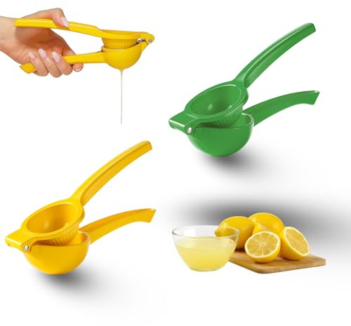 Lemon Squeezers, 2 Manual Lemon Juicers with Ergonomic Handles | 20cm x 6cm, Lime Squeezer for Cocktails, Lemonade, Salad Dressings, Yellow and Green, Hand Juicer
