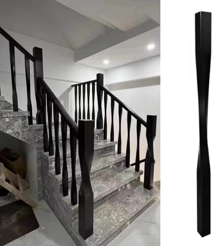 Poteau de balustre carré en bois noir torsadé pour escalier intérieur, balustrade décorative (1 pièce)