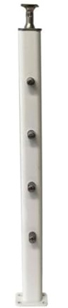 1er-Set Kabelgeländerpfosten, Treppen-Geländerpfosten Schwarz für Veranda Balkone, Treppengeländer Außen Verstellbare 4 Vorgebohrte Löcher mit Schrauben Handlauf(Weiß,1pack-1mm)