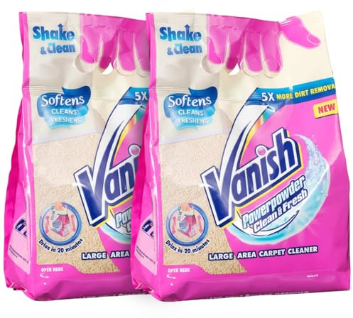 2 x Vanish Powerpowder Carpet Cleaner 650g – Large Area Shake & Clean Powder, Deep Dirt Removal, Fresh Scent, Fast Drying Formula for Rugs Upholstery & Home Ideal for Large Area Carpet Cleaning