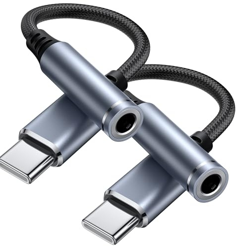 Meliya Adaptador Auriculares USB C a Hembra 3,5mm,2Piezas Tipo C a Cable Audio AUX para iPhone 17/16/15/Pro Max/15 Pro/15 Plus Galaxy S25 S24 S23 S22 iPad Pro Google Pixel 9/8/7