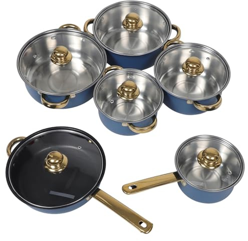 Veemoon 1 Ensemble d'ustensiles de cuisine à induction : ensemble de casseroles et poêles en acier inoxydable - casserole et poêle antiadhésives pour la cuisson sur plaques à induction.