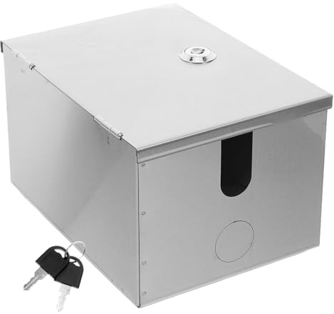 BAZEITFLOW Scatola per Presa Elettrica Esterna in Acciaio Inox Serratura di Sicurezza Copertura Resistente alle Intemperie e Antispruzzo per Uso Domestico e Commerciale