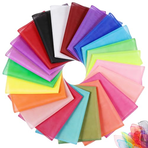 TranRantic 22 Pezzi Sciarpe Sensoriali da Ballo, Foulard Giocoleria 60 x 60 cm, Morbide Sciarpe in Chiffon, Foulard Colorati per Bambini per Danza Giocoleria Magia Acrobatica e Decorazioni(22 Colori)
