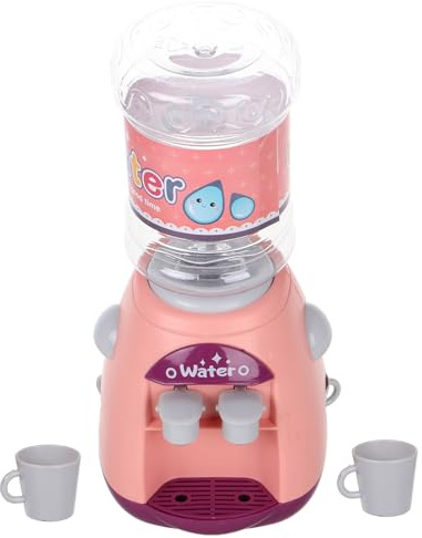 KOMBIUDA Mini Dispensador de Agua Eléctrico, Juguete de Fuente de Agua Potable de Plástico Rosa, Doble Salida, Mini Tamaño, Adecuado para Juegos de Cocina y Simulación Educativa