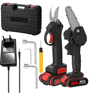 Motor sin escobillas inalámbrico de 21 V y 30 mm, 88 VF, tijera podar eléctrica, motor 4 pulgadas, juego motosierra, herramienta for trabajar la madera para trabajar la madera(Chainsaw Kit)