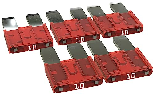AUPROTEC Mini-Flachstecksicherung 10A Ampere rot, 5 Stück | Einzelverbraucher-Absicherung, 32 V/DC, Fahrzeug-Elektrik, ISO 8820-20