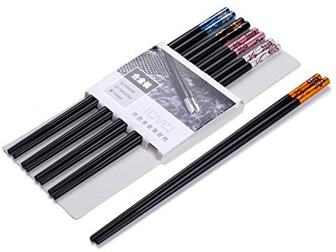Hopewey 5 Paar Chopsticks Japanische EssstäBchen Wiederverwendbare EssstäBchen Waschbar FüR GeschirrspüLer Geschirr Set Mit LuxuriöSe Schwarz Handgemachte 5 Farben C17