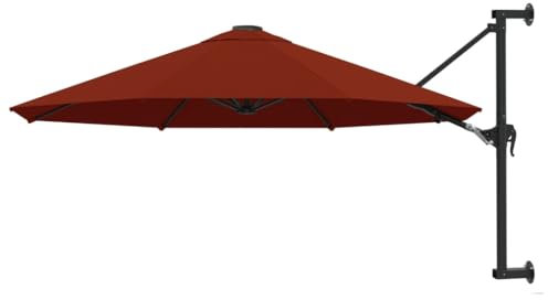 vidaXL Parasol Mural avec Mât en Métal Pare-soleil Parasol de Jardin Patio Terrasse Extérieur Anti-UV Anti-décoloration 300 cm Terre Cuite