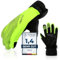 HIKENTURE Winterhandschuhe, Wasserdicht Fahrrad Handschuhe Winter Herren Damen, Winddichte Skihandschuhe Fahrradhandschuhe mit Langlauf Gel Gepolstert Männer Frauen, Outdoor -Geldgrün XL