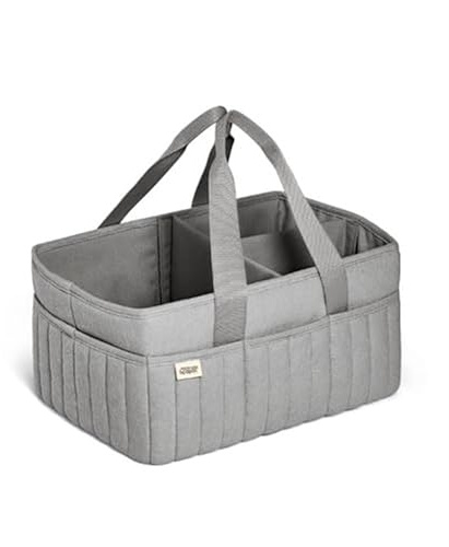 Mamas & Papas Windel-Caddy, Kinderzimmer-Organizer für Wickelstation und Reisen, Aufbewahrungslösung, ideal für Reisen, Babyparty-Idee, graue Waffel, 37 x 20 x 7 cm