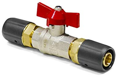 Steckfitting Kugelhahn für Heizung (kein DVGW) 16 x 2 auf 16 x 2 rot