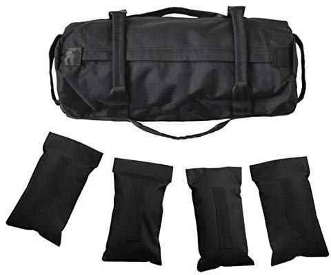 UCARE Gewichtheben Sandsack Sandsack für Fitness mit 4 Taschen und Griffen für Heimtraining Fitness und Yoga 48 * 20cm (Schwarz)