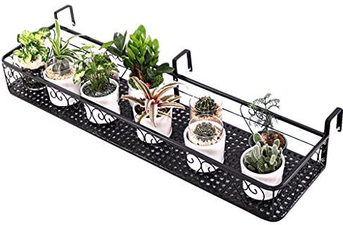 Blumenständer Mit Hängendem Eisen Auf Dem Balkon Blumenständer Mit Geländer Aus Geländer Sukkulentenständer, Blumentopfaufhänger Schmiedeeisernes Blumenregal Auf Der Fensterbank