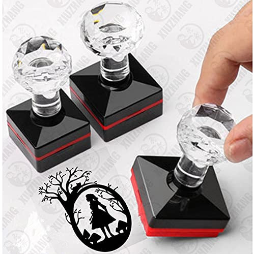 andisi Selbstfärbender Stempel mit eigenem Logo, personalisierbar, lichtempfindliche Tinte, personalisierbar, selbstfärbender Stempel, Gummi (40 mm)