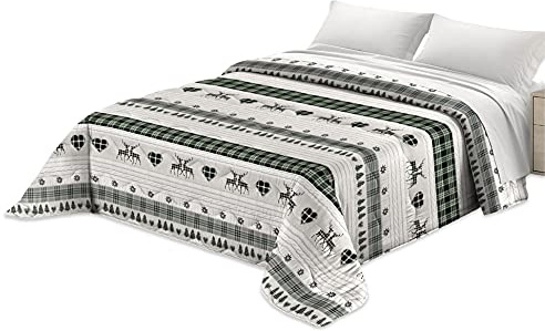 Tata Home Trapunta Invernale Matrimoniale Imbottita 300 gr/mq Piumone Caldo Letto Matrimoniale 260x260 cm Fantasia Tirolese Made in Italy MOD. Baita Colore Nero Grigio