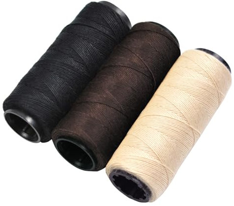 3 Rollen Nähgarn Webfäden für Herstellen von Perücken Handnähen Haarschuss DIY (Schwarz, Beige, Braun)