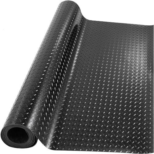 MYOYAY Tapis de sol en caoutchouc antidérapant, 1 m x 5 m, 3 mm d'épaisseur, pour garage, entrepôt, dessous de voiture, salle de sport, noir