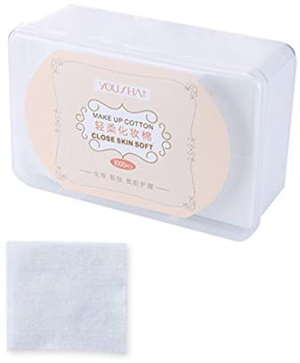 FRCOLOR Gesichtspads Make Up Pads Kosmetikpad 1000 Stück Dünn Hautfreundlich aus Vliesstoff mit Aufbewahrungsbox für Gesichtsreinigung Make Up Entfernung Hautpflege und Nagellackentfernung