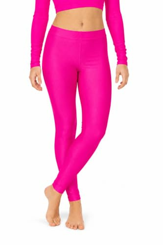 BOOM Prime Filles Gymnastique Brillant Danse Lycra Collants sans Pieds Ballet Stretch Élastique Enfants Leggings (Rose, 11-12)