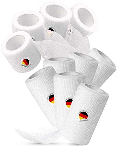 Mix 10x Haftbinde 6x8cm, 4x4cm, 4m elastische selbsthaftend kohäsive Fixierbinde Verband Binde selbstklebend, Schnellverband