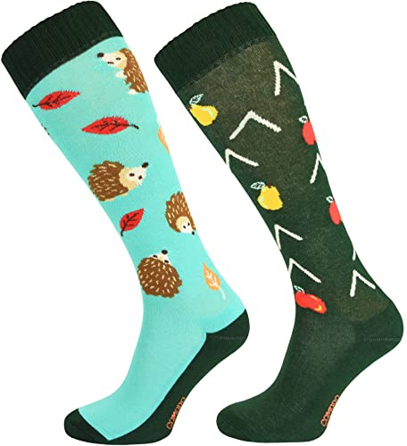 TODO Comodo Calcetines de equitación multicolor con diseño STJBW | Calcetines de equitación de algodón para mujeres niñas niños, STJBW 32 - Figura decorativa, diseño de erizo, 35-38