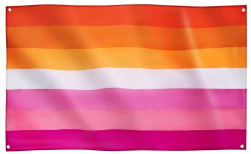 Runesol Drapeau Lesbien, 91x152cm, (3ft x 5ft) bannière lesbienne, drapeau de la fierté, 4 œillets, LGBTQ+, défilé, festival, fête, carnaval, drapeaux de qualité supérieure, intérieur, extérieur