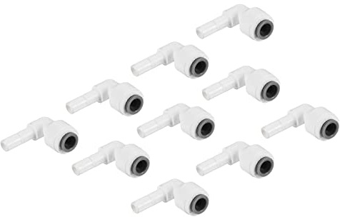 PATIKIL Agua Tubería Vástago Codo Conector 1/4 Blanco 10 Paquete | 90 Grados Empujar para Conectar Agua Línea Accesorio para RO Agua Sistema