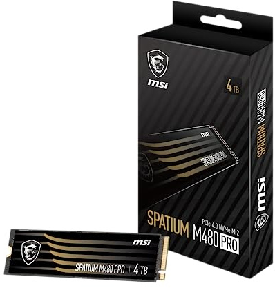 MSI SPATIUM M480 PRO PCIe 4.0 NVMe M.2 4TB SSD interno PCIe Gen4 NVMe (SPATIUM M480 PRO PCIe 4.0 NVMe M.2 4TB)