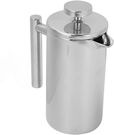 Zerodis French Press Kaffeepresse, Edelstahl Doppelschicht Isolierte Kaffeepresse Tragbare French Press Pot für Zuhause Outdoor Camping (350 ml, Silber)