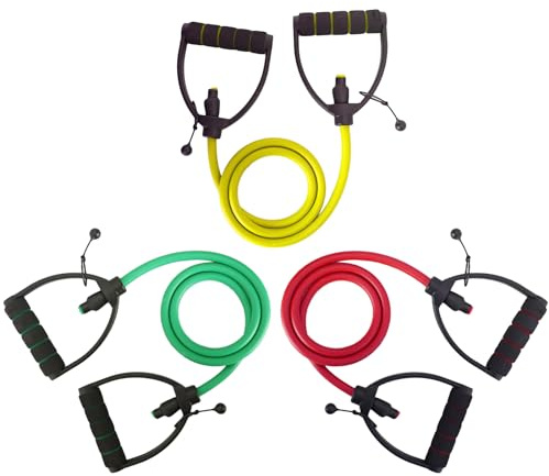 3-Piece Resistance Exercise Bands with Handles and Door Anchor