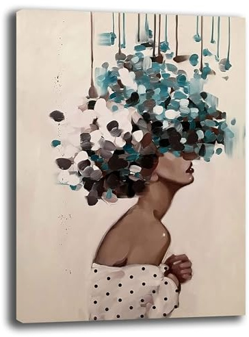 Printerland Quadro Soggiorno Moderno Astratto Donna con Fiori Quadri moderni di tela da Parete XXL grande Stampa su tela canvas Camera da letto Decorazione Murale muro Arredo Cucina (30x40 cm, 4)