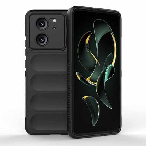 WBWONE Funda para Xiaomi Mi 13T 5G / 13T Pro 5G, [Flocado de Fibra Incorporado][Bolsa de Aire Sigilosa] Carcasa Protectora Suave TPU Resistente a los Arañazos. Negro
