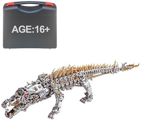 DUZU 3D Metall Puzzle Modellbausatz Erwachsene, DIY Krokodil Metall 3D Modell 3D Puzzle Metallbausatz, 1500 Teile 3D Laserschnitt Modell Steampunk Sammelbares Spielzeug-Deko Geschenk