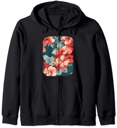 Begonia Flower Bouquet Plant Lover Floral Pattern Design Felpa con Cappuccio