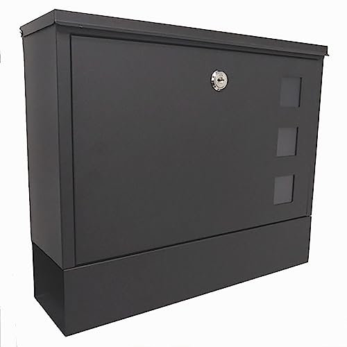 WHYATT Wandmontierter Briefkasten, Briefkasten Anthrazit,Abschließbarer Briefkasten,Großer Wandbriefkasten.