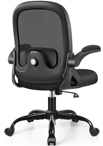 AtHope Bürostuhl, ergonomischer Schreibtischstuhl mit verstellbarer 3D-Lendenwirbelstütze und Höhe, bequemer Netz-Computerstuhl mit hochklappbaren Armlehnen, drehbarer Rollstuhl mit Rollen für Home