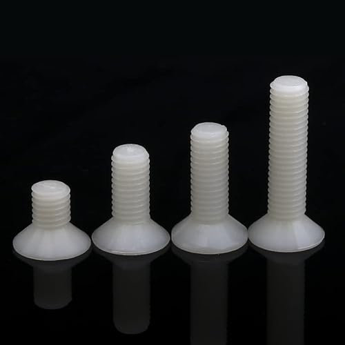 Sicherheitsschrauben，Schrauben， 50 Stück M3 / M4 / M5 / M6 / M8, 6-40 mm Nylon-Flachkopfschraube, Senkkopf-Kreuzschraube, weiße Kunststoff-Maschinenschraube, isolierte Kunststoffschraube (Farbe: 20 mm