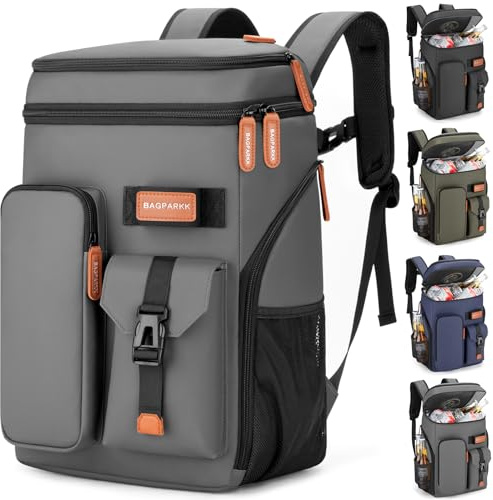 BAGPARKK Isolierter Kühlrucksack, 33 Dosen, multifunktional, doppelstöckig, auslaufsicher, Kühltasche mit Brustgurt, große Kapazität, leicht, Reisen, Camping, Strandrucksack