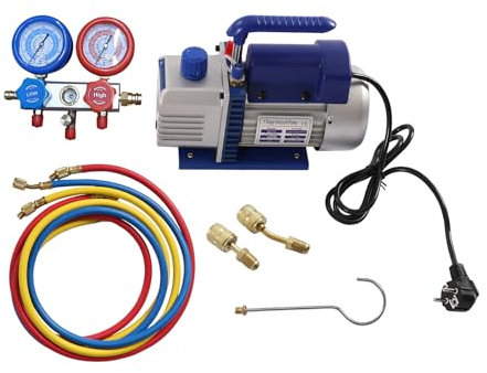 UYRTOY Pompa Vuoto Aria Condizionata 2.5CFM 1/4HP 60L/min 220V con Manometro Collettore e Tubo | per la Climatizzazione Automobilistica Climatizzazione Domestica Riparazione R134A R410A R407C R32