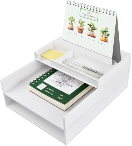 Briefablage Stapelbar Weiß, Dokumentenablage A4, 3-Tier Papier Organizer, Ablagefächer Schreibtisch Ordner, Aktenaufbewahrung für Desktop Büro Arbeitszimmer Schule Zuhause Organisation