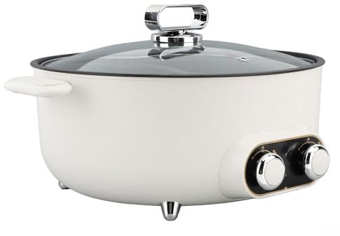 Olla Eléctrica de Doble Sabor, Control de Temperatura Ajustable, Olla de Doble Cara de 6 L, Calentamiento Rápido, Fácil de Limpiar, Olla Multifuncional con Materiales de (Enchufe