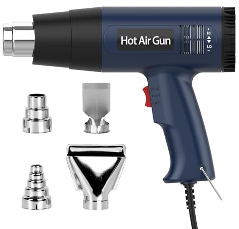 AHDXKUE Heat Gun, 2000W Hot Air Gun Kit 60℃-600℃ Dual Temperature Settings and Overload Protection, Heat Gun for Paint Stripping Heat Gun for DIY and Professional Use of Hot Air Gun (4 Nozzles)