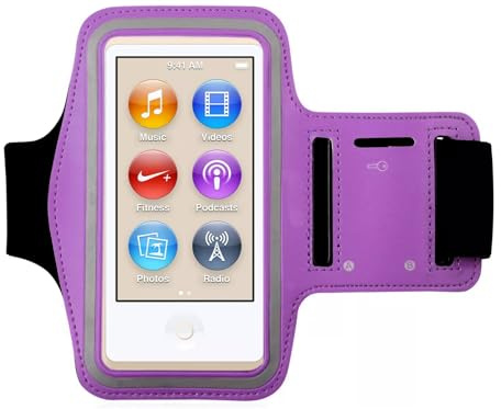 Premium Water Resistant Gym Sports Workout Wrist Band Strap Armband Case for Apple iPod Nano 7th 8th Generation (Purple)