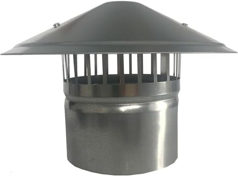Tappo for camino in acciaio inossidabile Copertura for sfiato sul tetto, Tetto antipioggia antivento Cappa a forma di fungo Cappa da cucina Tappo for fumo for tubo di scarico(110mm)